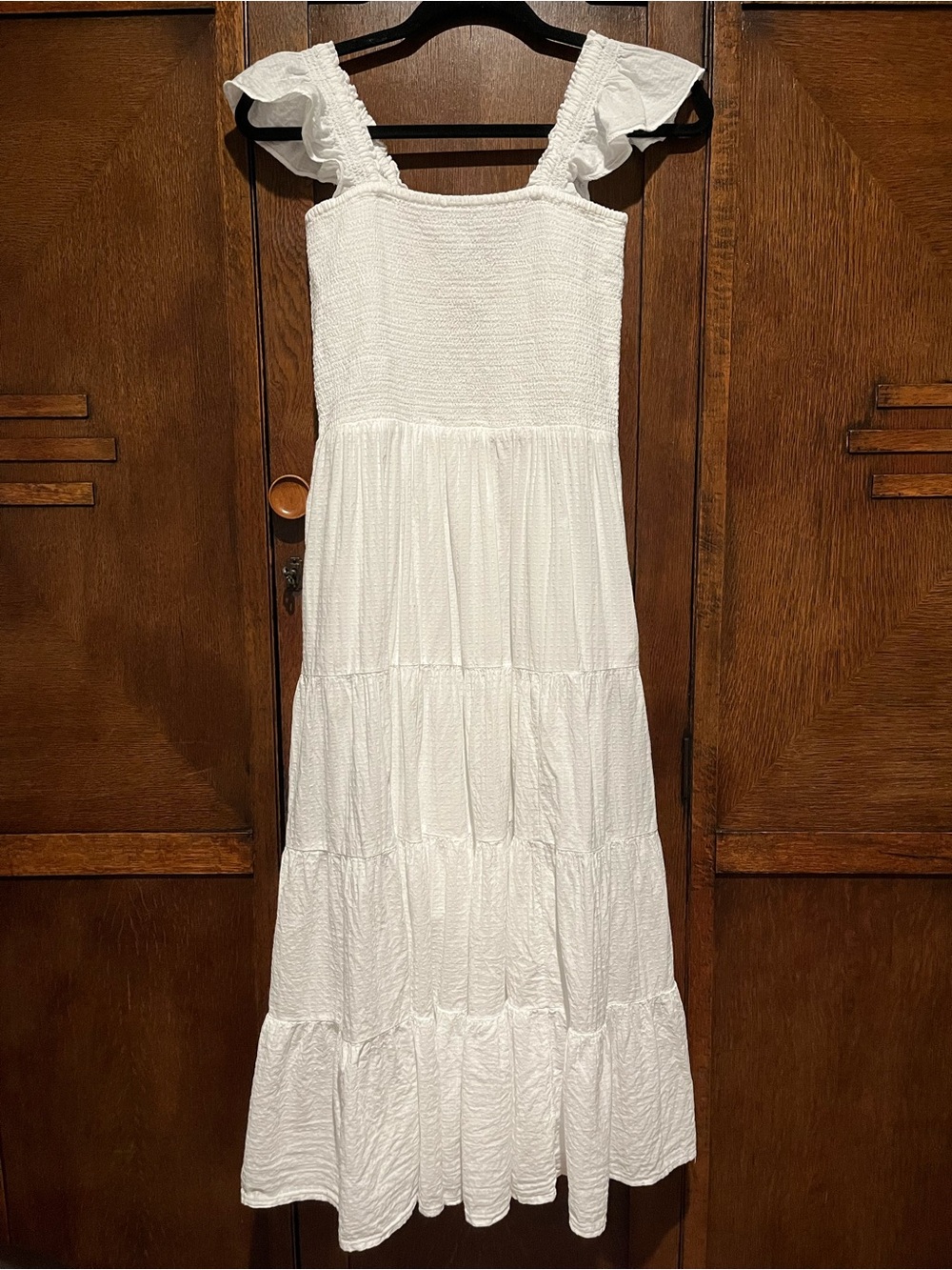 Land’s End White Tiered Dress with Ruffle Straps